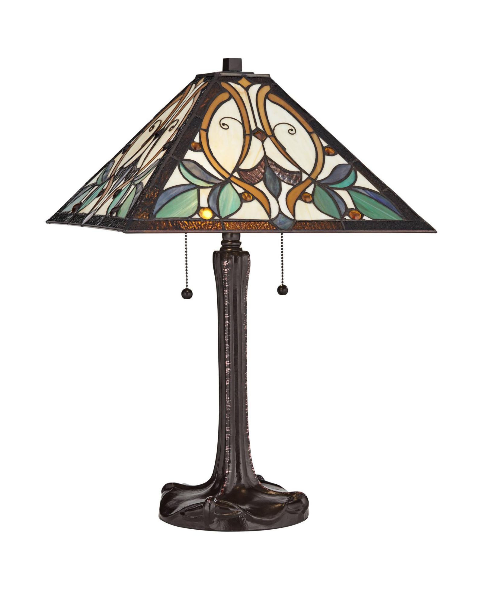Robert Louis Tiffany Table Lamp 25" High Tiffany Style Stained Glass Art Shade for Living Room Family Bedroom Bedside Nightstand