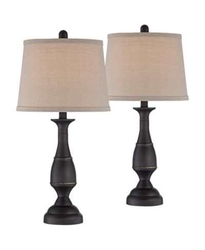 Набор из 2 настольных ламп Regency Hill Ben 25" High Candlestick Traditional с USB-портом и Wi-Fi Smart Socket Dark Bronze Metal