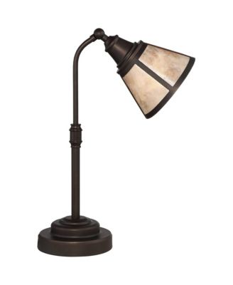 Regency Hill Rustic Farmhouse Desk Lamp 18 1/2" High with USB Dimmer Satin Bronze Metal Blond Mica Shade for Bedroom Living Room House Bedside Home