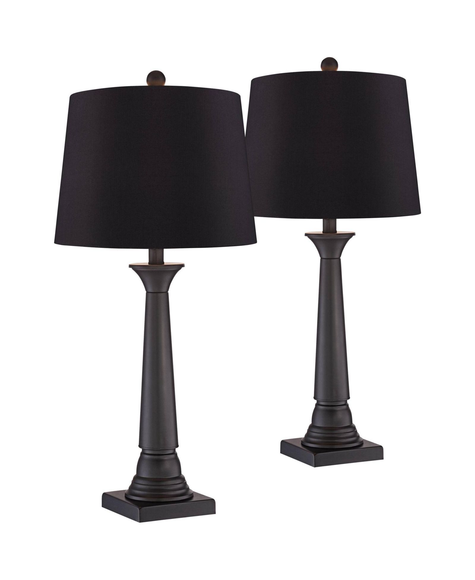 360 Lighting Dolbey 28" Tall Tapered Column Farmhouse Rustic Table Lamps Set of 2  Bronze Finish Metal  Shade Bedroom