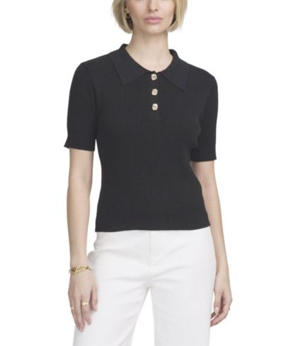 Женский джемпер ELLE Collection Fine Gauge Ribbed с коротким рукавом Henley