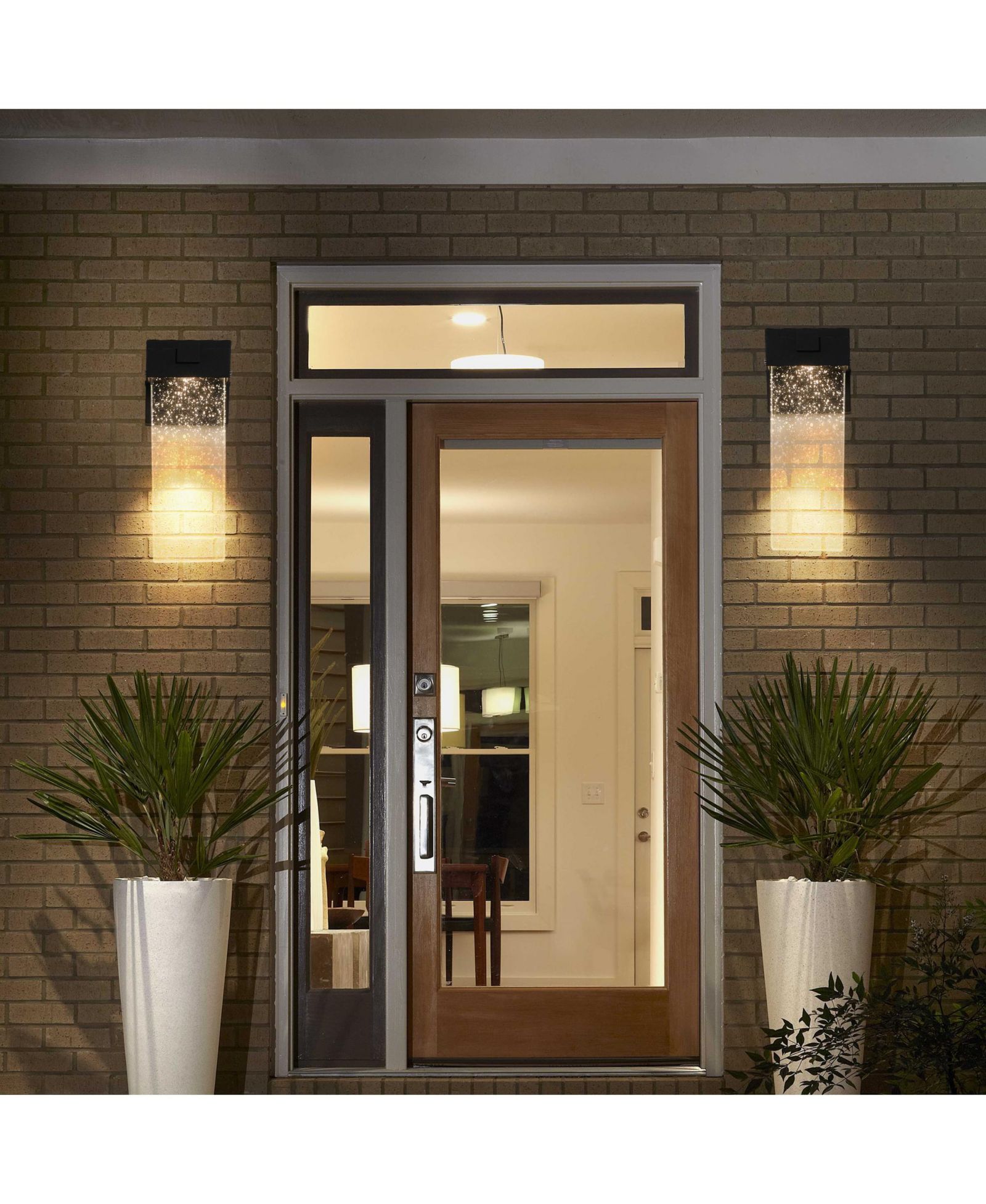 BUSDAYS 2-Pack Outdoor Wall Light Fixture, Weatherproof LED Wall Sconce with Bubble Crystal and Light Sensor - 12W Per Lamp