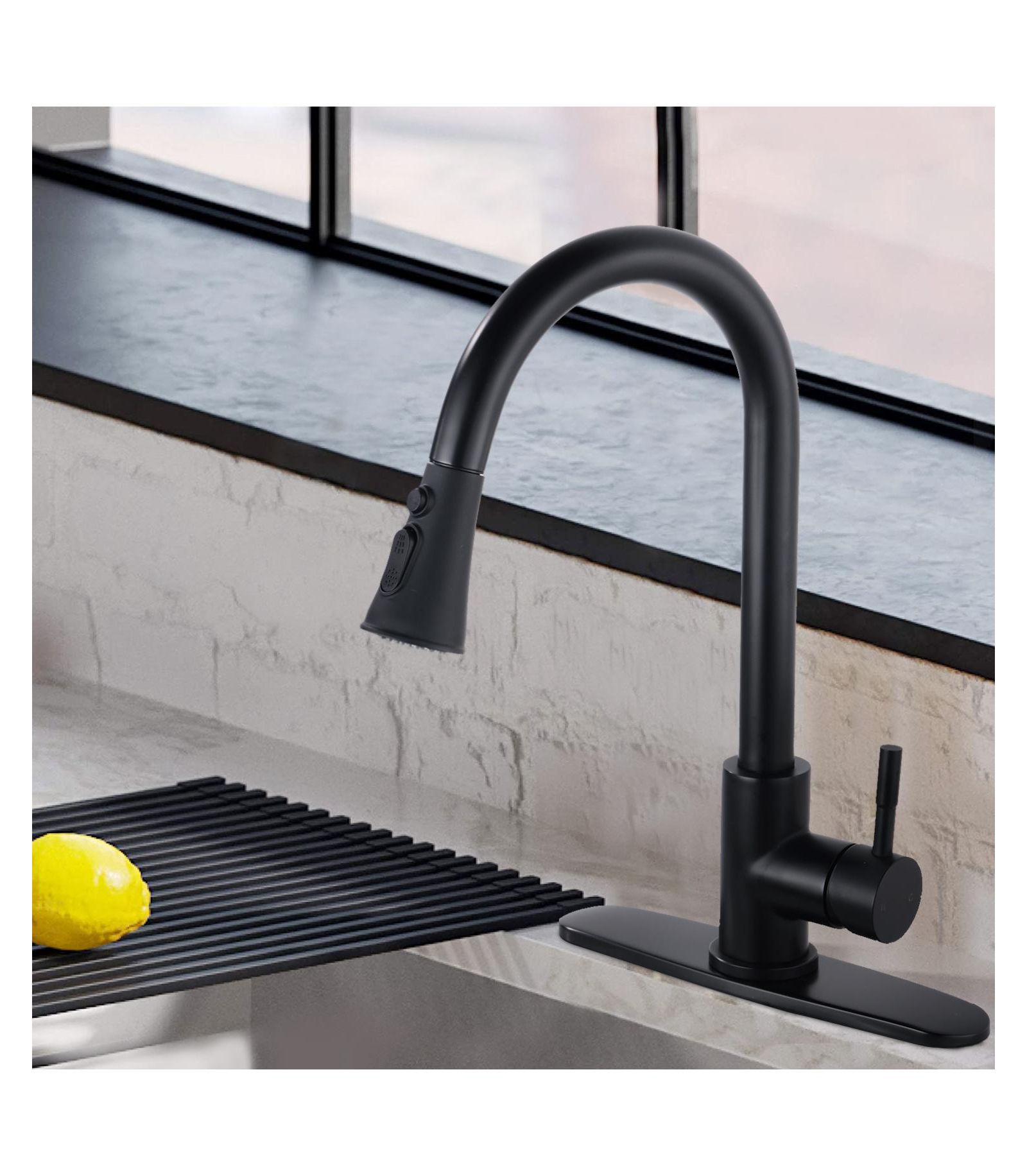 BUSDAYS Pull Down Kitchen Faucet with Sprayer Stainless Steel Matter