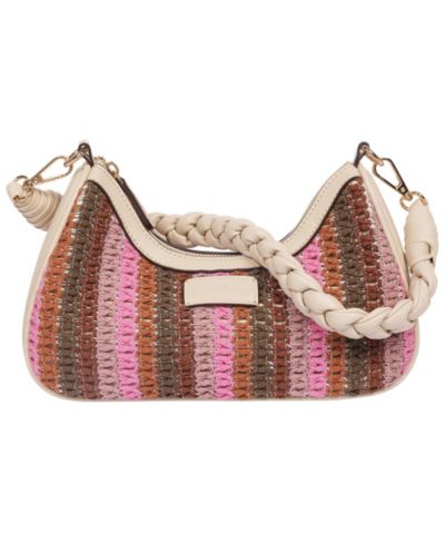 Сумка через плечо Tommy Bahama Woven Ribbon Zip Top Hobo с полосатым плетением и косичкой на ремешке