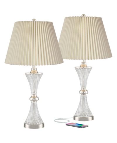 Набор из 2 настольных ламп Regency Hill Luca, 25 1/2" высотой, из витого стекла с USB