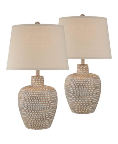 Набор из 2 настольных ламп Regency Hill Glenn 27" Traditional Southwestern, Wi-Fi Smart Socket, бежевый