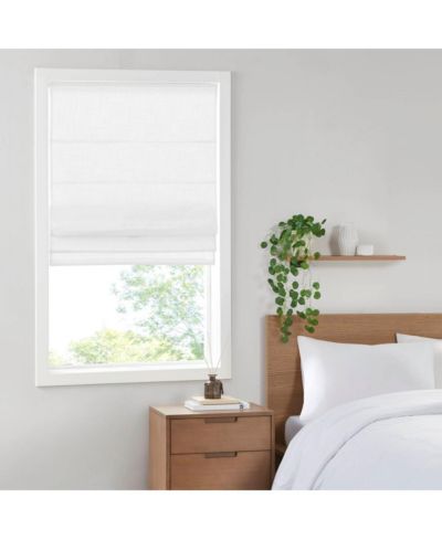 LAOTIES Linen Blend Total Blackout Flat Fold Cordless Roman Shade