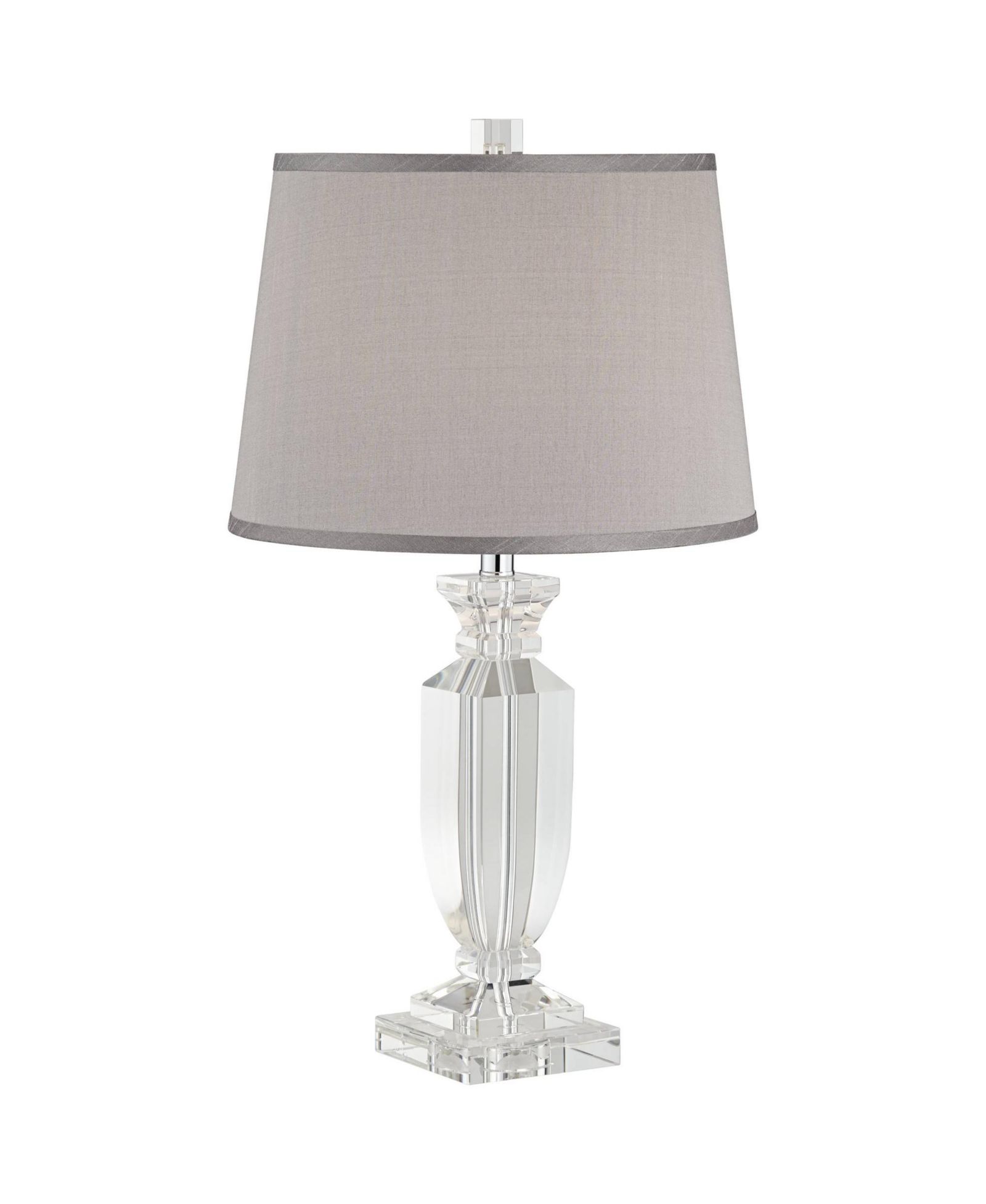 Vienna Full Spectrum Sherry 25" High Modern Table Lamp USB Dimmer Crystal Single Gray Shade Living Room Charging Bedroom Bedside