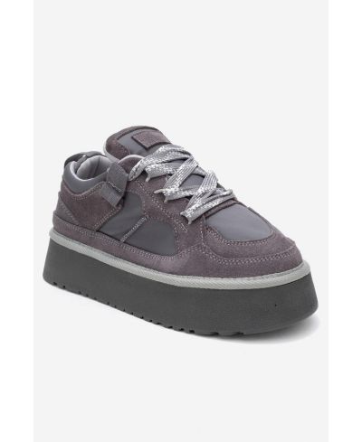 Forever & Always Shoes Women's Riven Leather Platform Sneaker