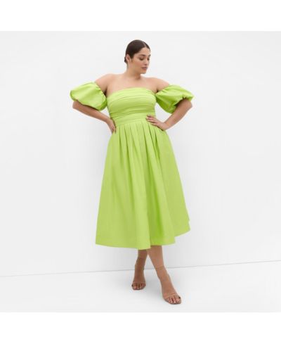 CITY CHIC Women's Rosalee Puff Sleeve Midi Dress