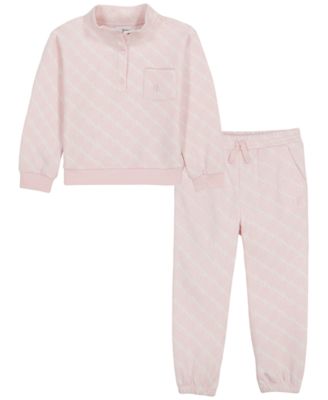 Calvin Klein Baby Girls' Fleece Mock-Neck Top and Jogger Pants, 2-Piece Set