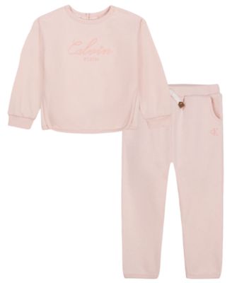 Calvin Klein Baby Girls' Long-Sleeve Top and Pants, 2-Piece Set