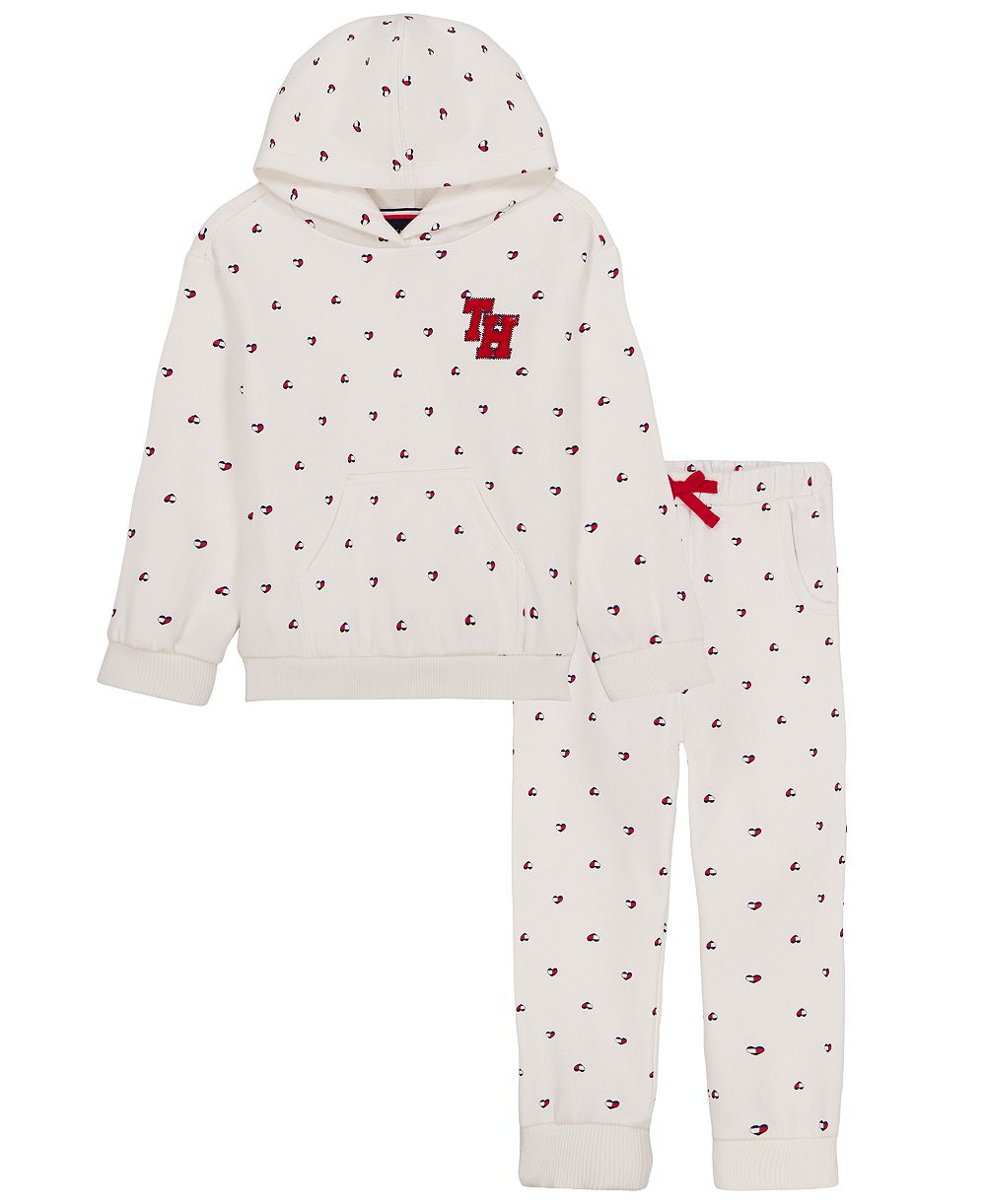 Tommy Hilfiger комплект из толстовки с капюшоном и джоггеров с длинным рукавом из флиса для девочек 2-х лет, 2 предмета