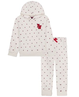 Tommy Hilfiger комплект из толстовки с капюшоном и джоггеров с длинным рукавом из флиса для девочек 2-х лет, 2 предмета