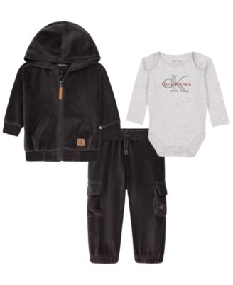 Calvin Klein детский комплект из хлопкового стеганого жакета с капюшоном, боди и джоггеров для мальчиков, 3 предмета