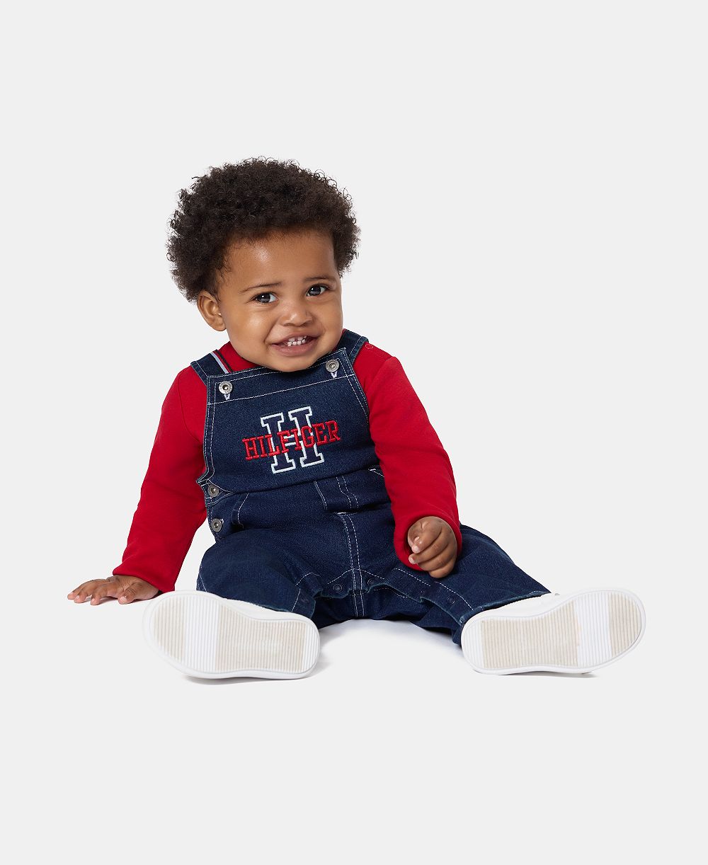 Комплект из 2 предметов Tommy Hilfiger: джинсовый комбинезон и боди для новорожденных мальчиков