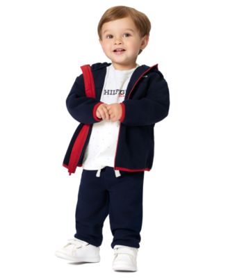Tommy Hilfiger Baby Boys' Long-Sleeve Zip-Up Hooded Jacket, T-Shirt and Joggers, 3-Piece Set