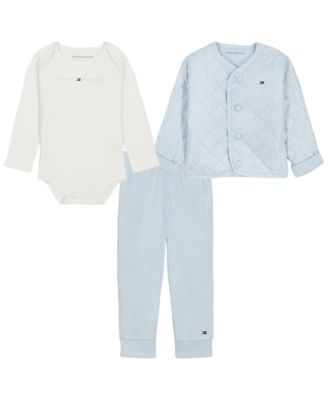 Комплект из трех предметов Tommy Hilfiger для мальчиков: длинный рукав, стеганая куртка, боди и джоггеры