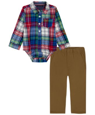 Комплект из боди в клетку с длинным рукавом и брюк для мальчиков Tommy Hilfiger, 2 предмета