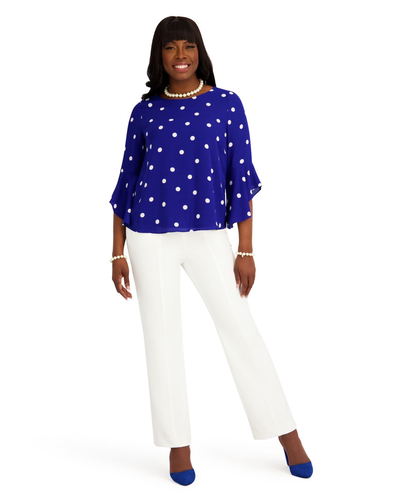 Kasper Women's Boat Neck Ruffle-Sleeve Blouse