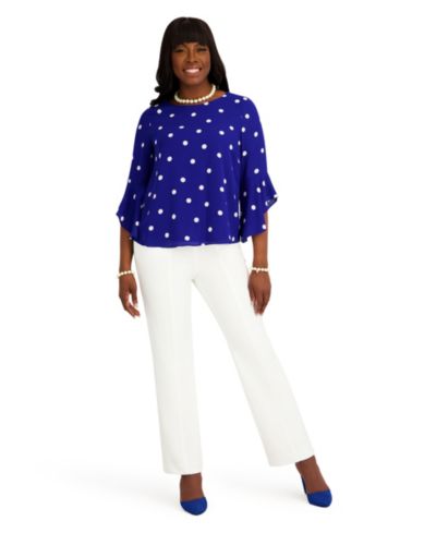 Блузка Kasper Women's Boat Neck Ruffle-Sleeve