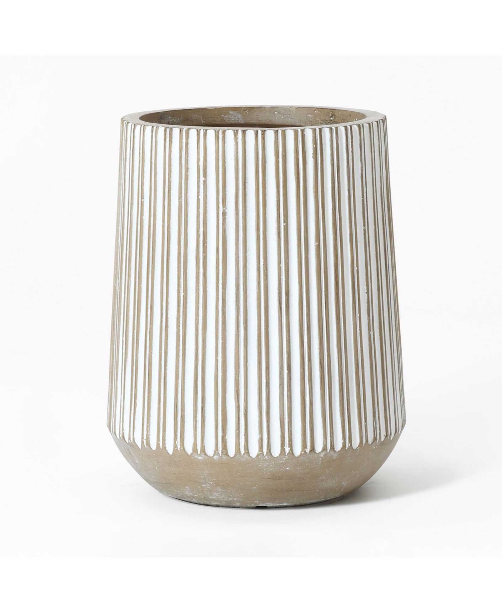Круглый кашпо LuxenHome 12.6-Inch Brown and White Striped MgO