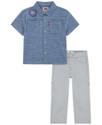 Levi's Детский набор из рубашки с коротким рукавом и брюк из шамбре для мальчиков
