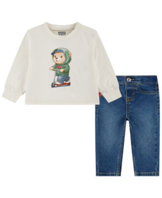 Комплект Levi's для новорожденных: футболка с длинным рукавом Scooter и джинсы
