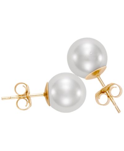 Macy's Серьги-гвоздики с культивированным жемчугом Akoya в золоте 14k
