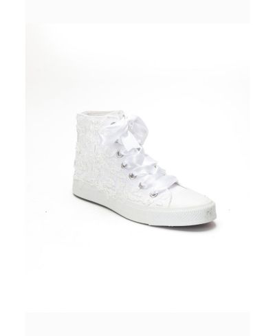 Женские высокие кеды Forever & Always Shoes Isolde Lace High Top Bridal Sneaker