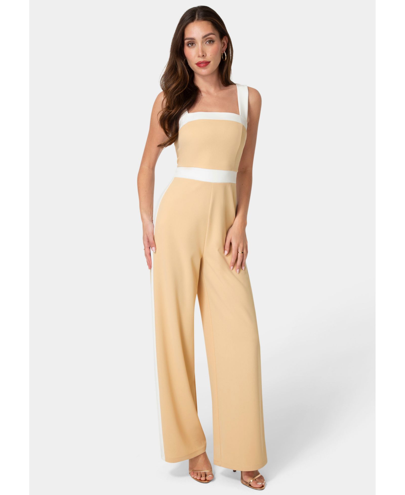 Bebe Women's Colorblock Square Neck Jumpsuit