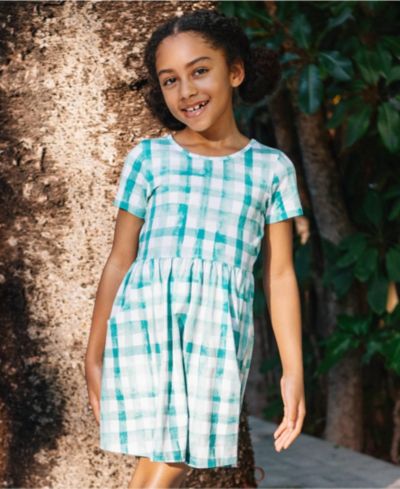 White/teal plaid