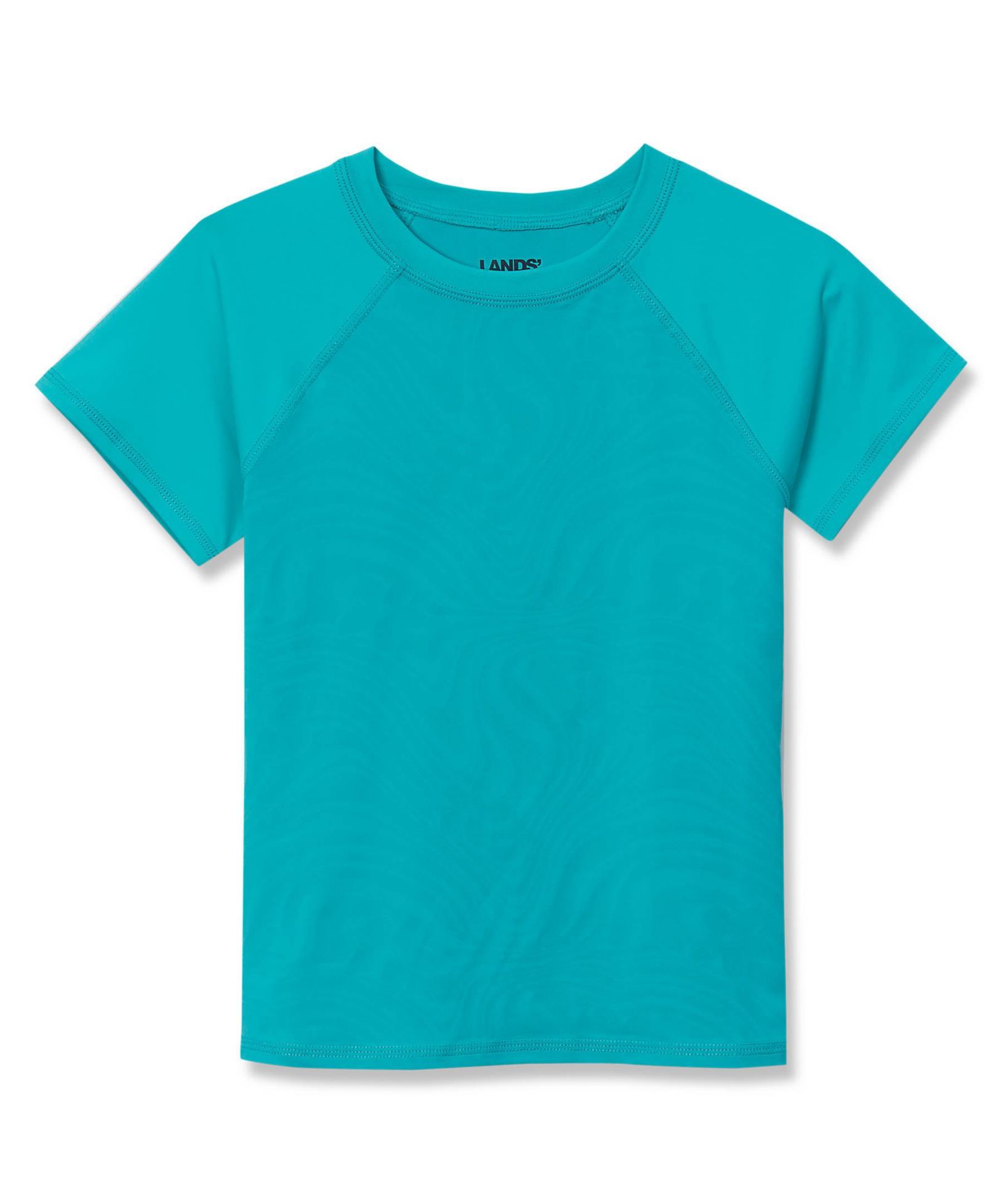 Lands' End Big Girls Plus Chlorine Resistant Short Sleeve Magic Print Swim Rash Guard