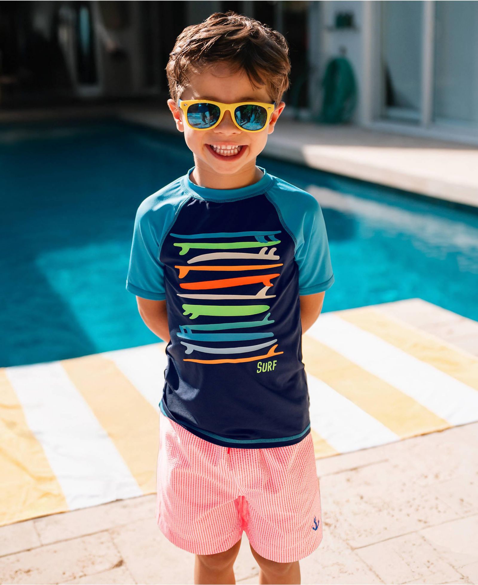 Мужские плавки для плавания Lands' End Boys Chlorine Resistant Seersucker с сетчатой подкладкой