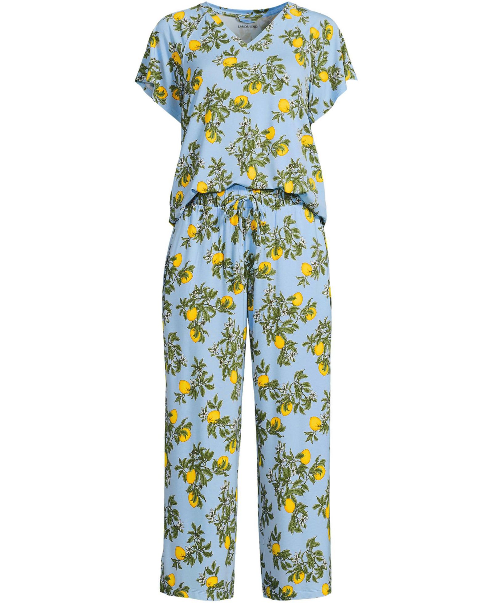 Lands' End Women's Cooling Pajama Set - Short Sleeve Top and Crop Pants