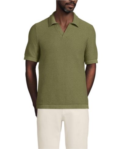 Lands' End Мужская рубашка поло с воротником Johnny Collar
