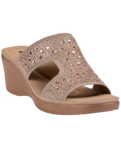 GC Shoes Women's Jaeya Embellished Knit Comfort Wedge Sandals