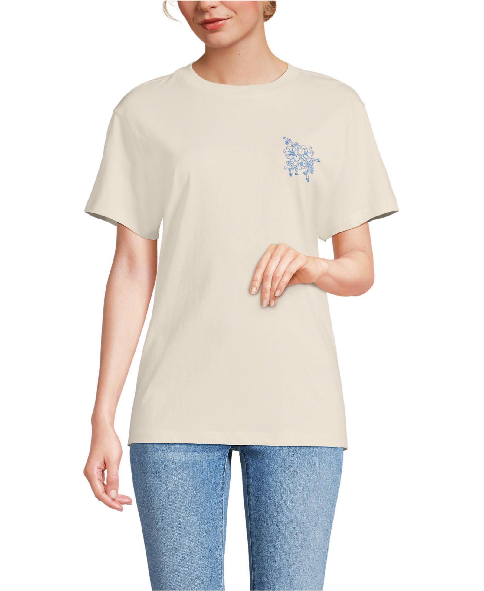 Lands' End Women's Short Sleeve Crew Neck Graphic T-Shirt