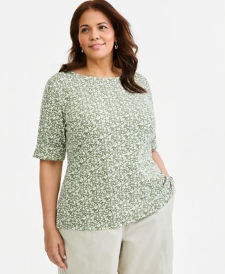 Женская футболка Style & Co Plus Size Nala's Garden с цветочным принтом и рукавом 3/4