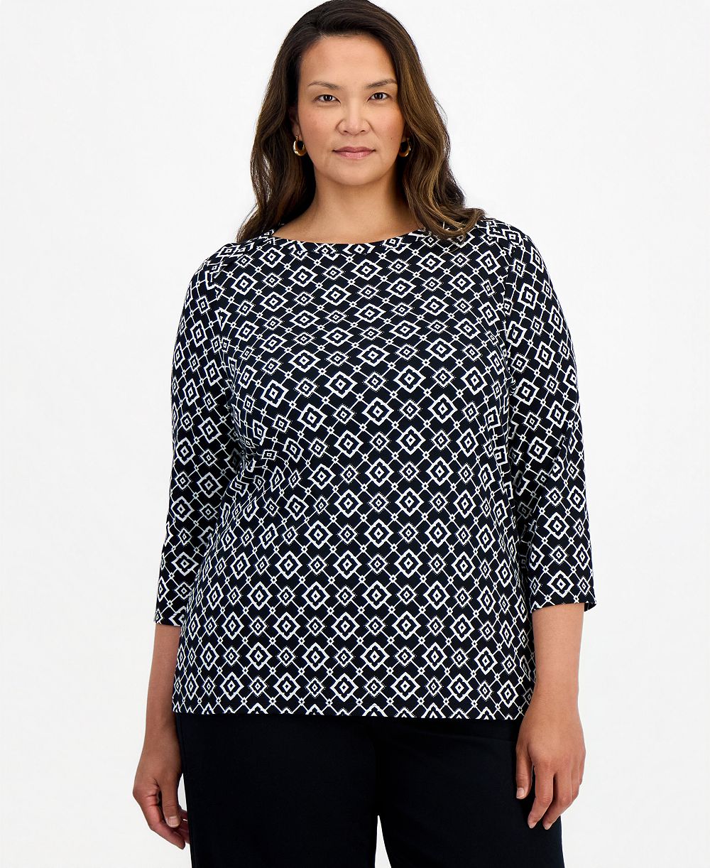 Style & Co Plus Size укороченный топ с принтом и 3/4 рукавом