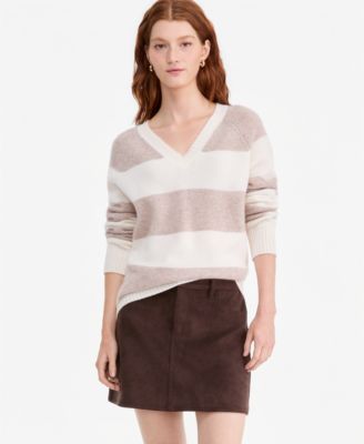 Свитер Charter Club Women's 100% Cashmere Striped V-Neck