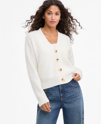 Кардиган Petite Charter Club 100% Cashmere Shaker Stitch V-Neck