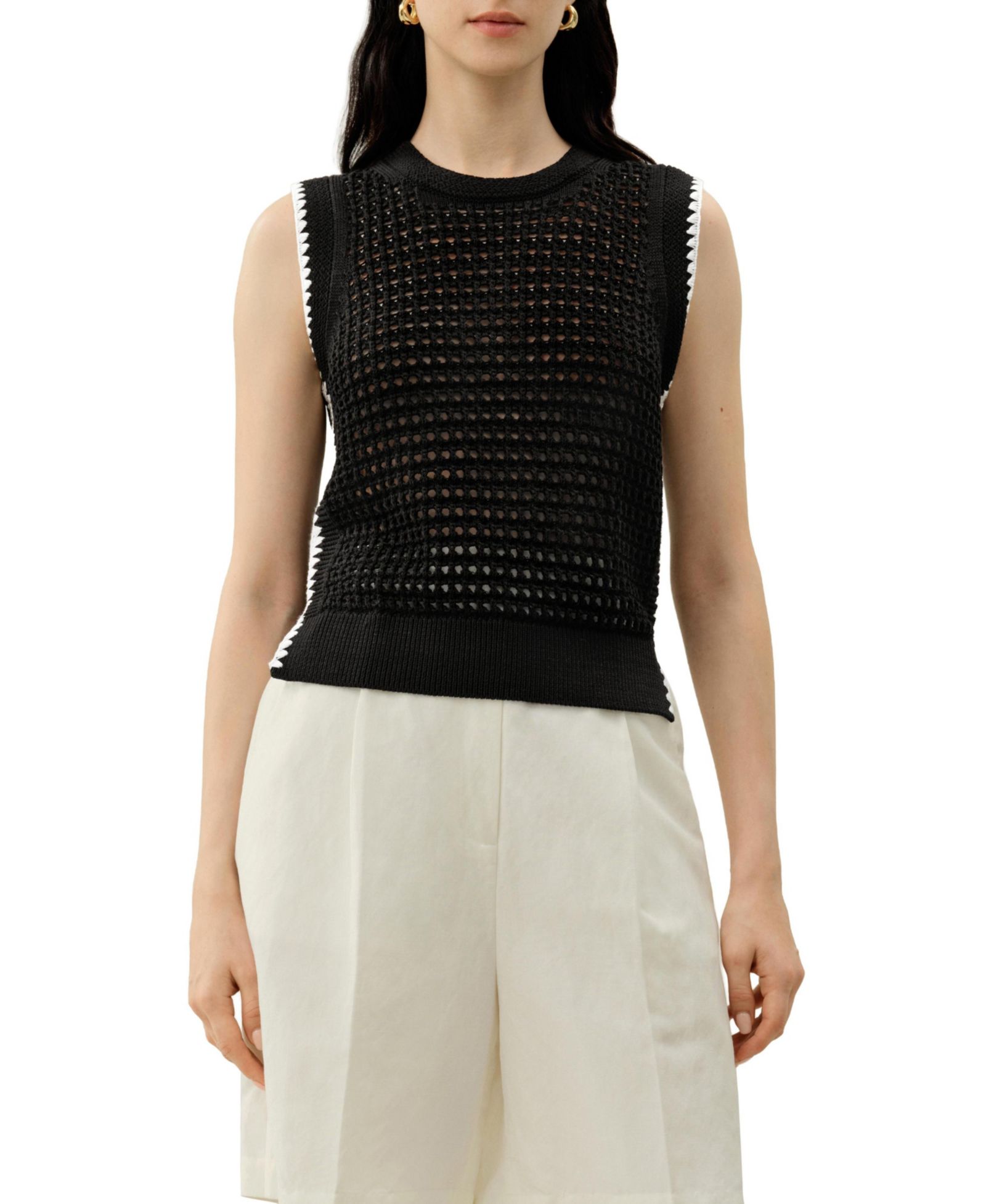 LILYSILK Women's Toscana Pointelle Embroidered Vest