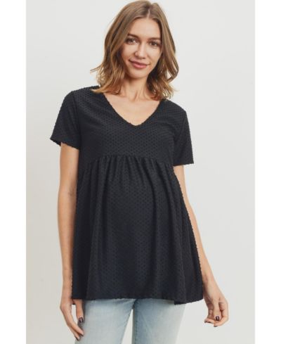 Женский топ Hello Miz Maternity Swiss Dot V-Neck Empire Waist Short Sleeve