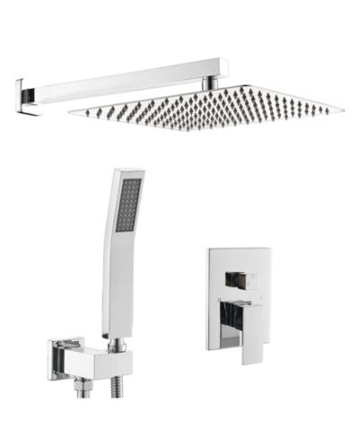 Смеситель для душа BUSDAYS Luxury Rain Mixer Combo Set с насадкой и корпусом в цвете Polished Chrome