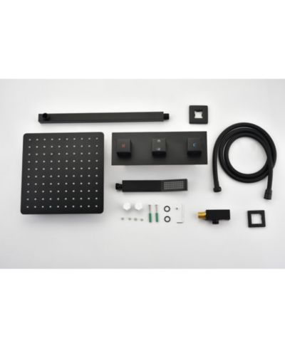 BUSDAYS Brass Shower System, Rain Shower Head and Handheld, Rough-in Valve Included