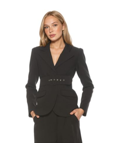Alexia Admor Women's Galen Fitted Wide Shoulder Long Jacket
