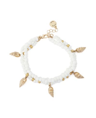 Браслет Steve Madden White Vintage Luxe Shell Beaded Layered