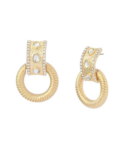 Серьги-колечки Steve Madden Faux-Stone Ring Doorknocker