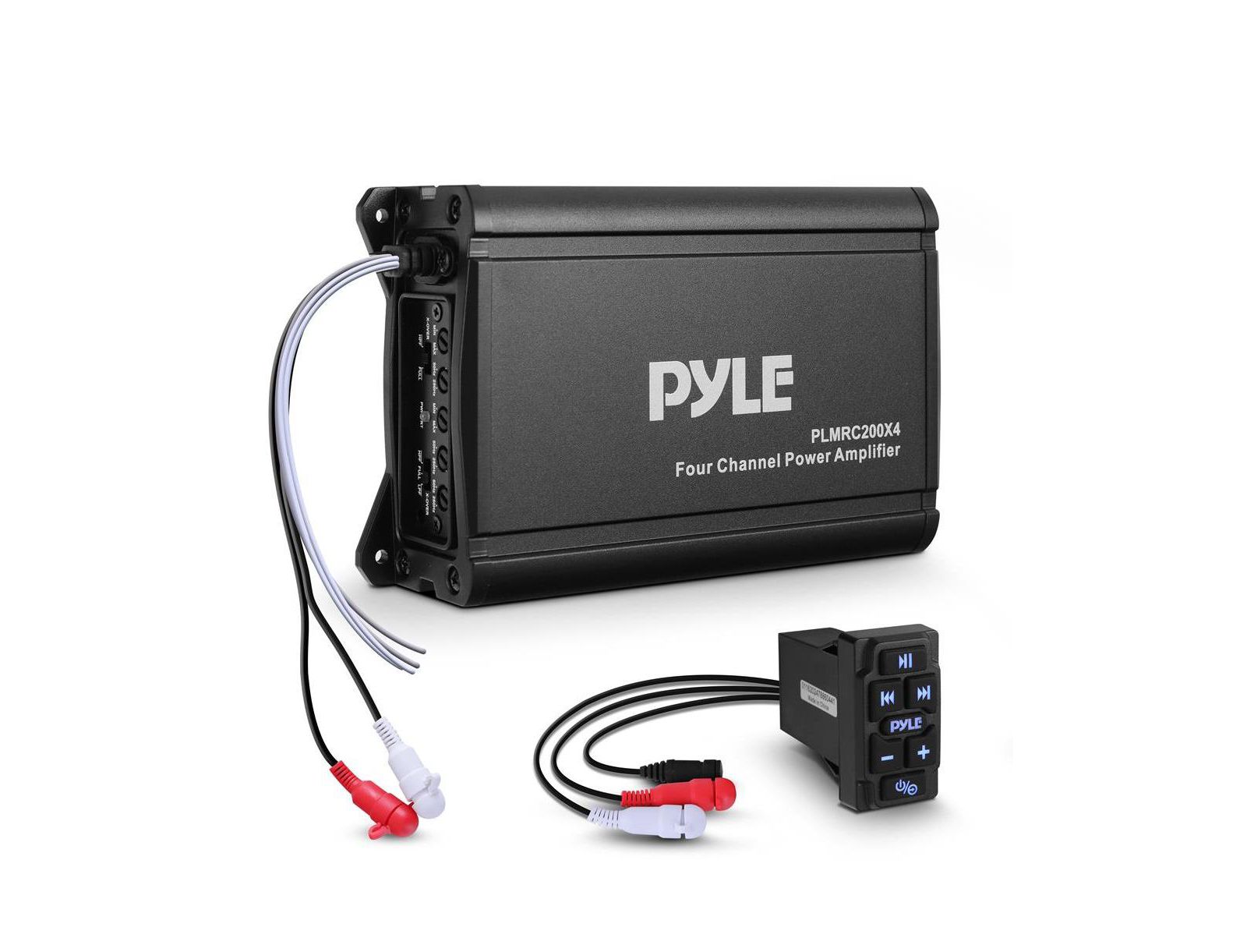Комплект морского усилителя Pyle 4-Ch. Waterproof с беспроводным Bluetooth управлением и RCA входом (PLUTVRKBT200X4) - 600 Watt MAX
